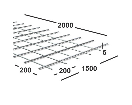 Сетка сварная 200х200х5 мм из проволоки Вр-1, карта 2х1,5м