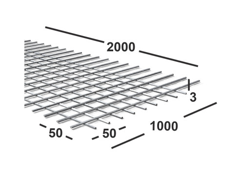 Сетка сварная 50х50х3 мм из проволоки Вр-1, карта 2х1м