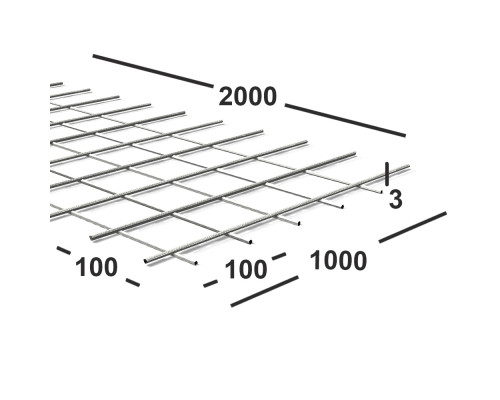 Сетка сварная 100х100х3 мм , карта 2х1м