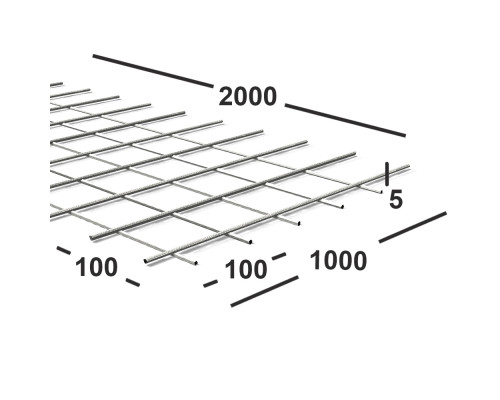 Сетка сварная 100х100х5 мм , карта 2х1м