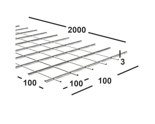 Сетка сварная 100х100х3 мм из проволоки Вр-1, карта 2х0,1м