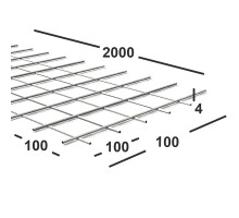 Сетка сварная 100х100х4мм  из проволоки Вр-1, карта 2х0,1м