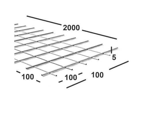 Сетка сварная 100х100х5мм  из проволоки Вр-1, карта 2х0,1м