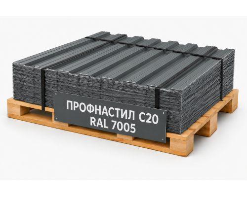 Профнастил С20 RAL 7005 мышино-серый 0,5 мм Satin Grand Line