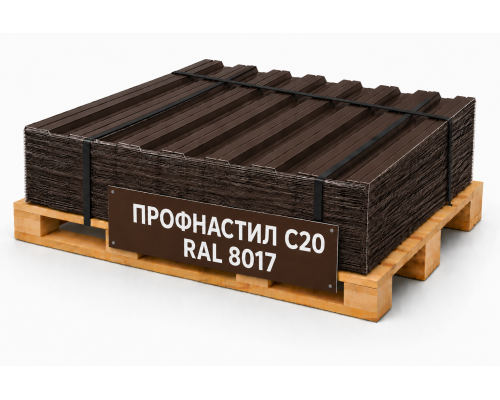 Профнастил С20 RAL 8017 шоколадно-коричневый blesk 0,5 мм Quarzit lite Grand Line