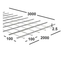 Сетка сварная 100х100х2,5 мм , карта 3х2м