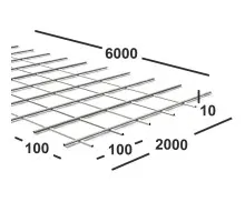 Сетка сварная 100х100х10 мм , карта 6х2м В500С