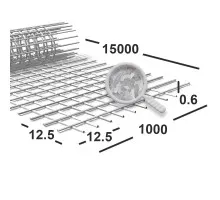 Сетка сварная 12,5х12,5х0,6 мм оцинкованная, рулон 1х15 м