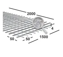 Сетка сварная 50х50х4 мм оцинкованная, карта 2х1,5 м
