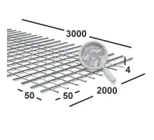 Сетка сварная 50х50х4 мм оцинкованная, карта 3х2 м