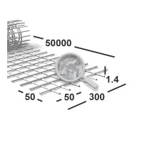 Сетка сварная 50х50х1,4 мм оцинкованная, рулон 0,3х50 м