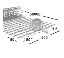 Сетка сварная 50х50х1,6 мм оцинкованная, рулон 0,5х50 м