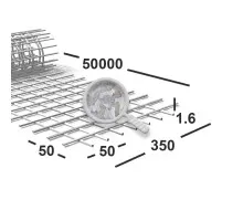 Сетка сварная 50х50х1,6 мм оцинкованная, рулон 0,35х50 м