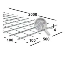 Сетка сварная 100х100х4 мм оцинкованная, карта 2х0,5 м