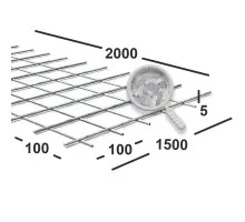 Сетка сварная 100х100х5 мм оцинкованная, карта 2х1,5 м