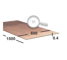 Медный лист 0,4 мм 600х1500 М1 Мягкий