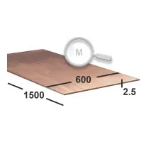 Медный лист 2,5 мм 600х1500 М1 Мягкий