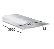 Плита алюминиевая АМЦ 12 мм 1200х3000 ГОСТ 17232-99